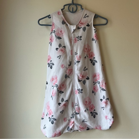 Floral Baby Sleep Sack Wearable Blanket Fleece 12–18M Pink Roses Fall Cozy Warm - Picture 1 of 7